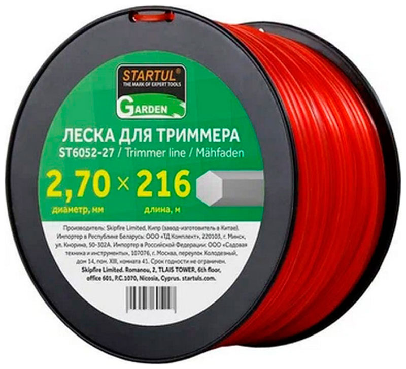 

Леска для триммера Startul GARDEN 2.7 мм х 216 м, шестигранное сечение (ST6052-27)