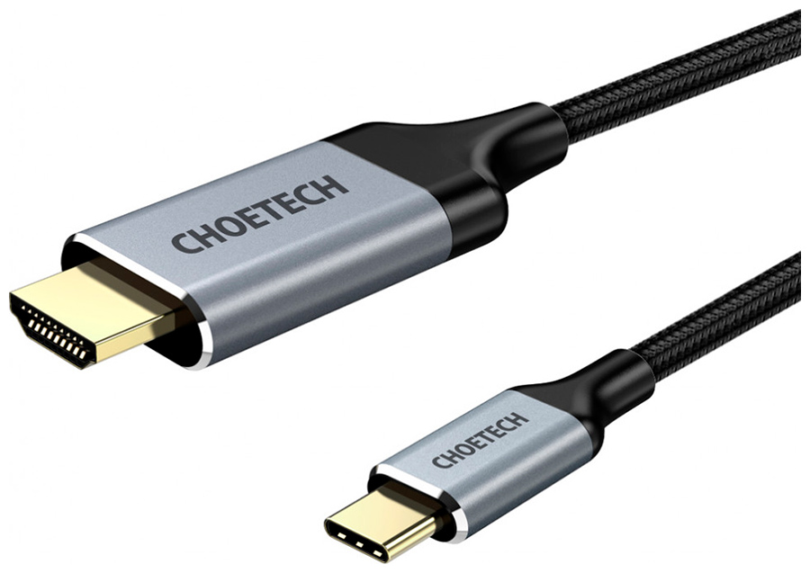Кабель Choetech CH0021-BK, USB Type C-HDMI, 4К@60Гц, нейлоновая оплетка, 2 м кабель choetech ch0021 bk usb type c hdmi 4к 60гц нейлоновая оплетка 2 м