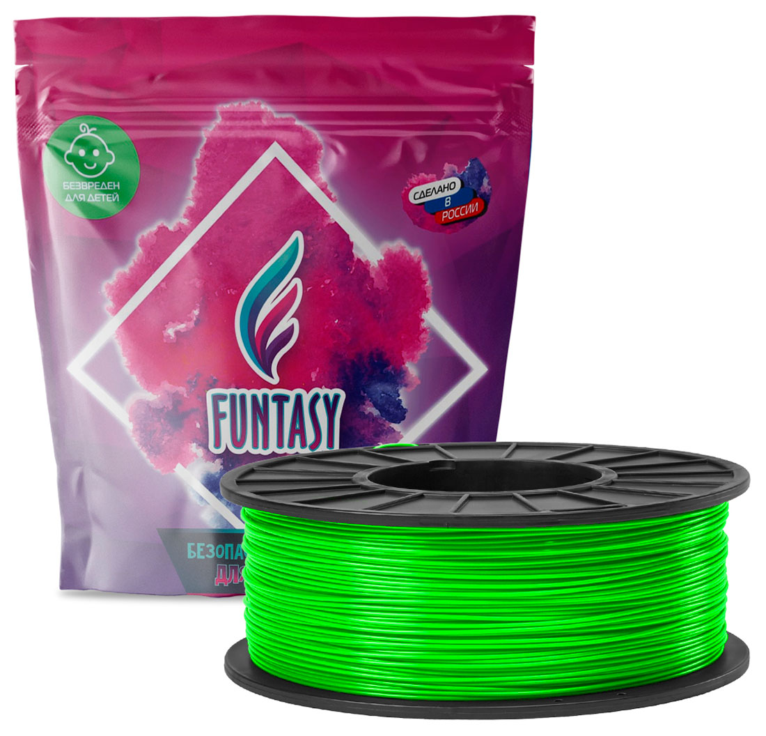 Пластик в катушке светящийся Funtasy PLA LUMI, 1.75 мм, 1 кг, зеленый