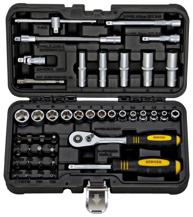 Изображение товара Универсальный набор инструментов Berger 43 предмета 1/4 с аксессуарами