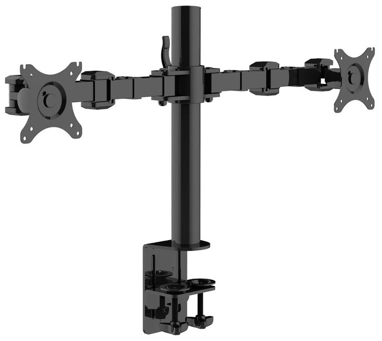Изображение товара Настольный кронштейн для двух мониторов ONKRON D221E черный регулировка высоты наклон поворот