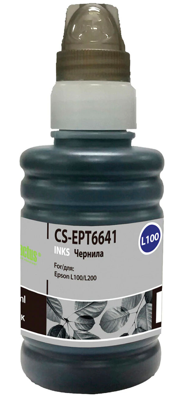 Изображение товара Чернила Cactus CS-EPT6641 для СНПЧ EPSON L100/L110/L200/L210/L300, черные, 0.1 л