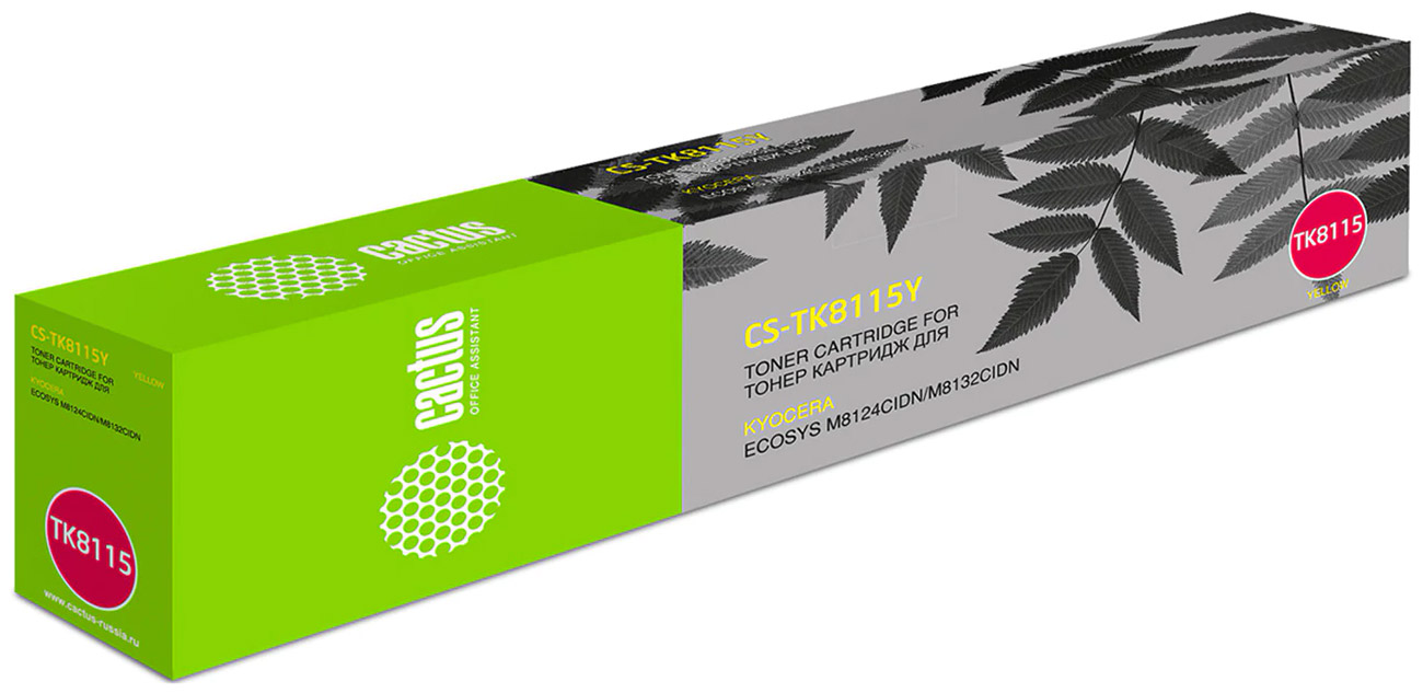 Изображение товара Тонер-картридж Cactus для Kyocera Mita Ecosys M8124cidn/M8130cidn, желтый, ресурс 6000 страниц (CS-TK8115Y)