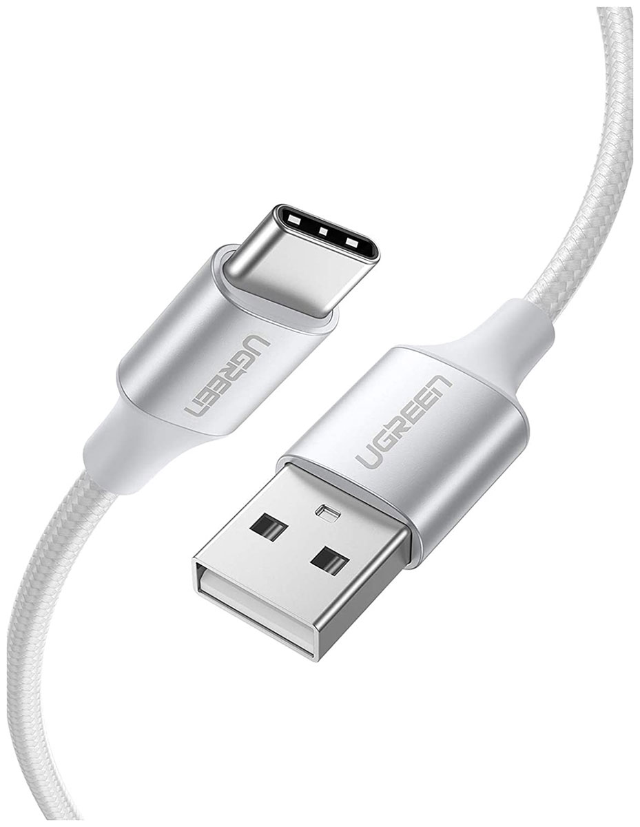 

Кабель для зарядки и передачи данных Ugreen USB A Male - USB C Male, 3A, 0.5 м, в оплетке (60130) белый