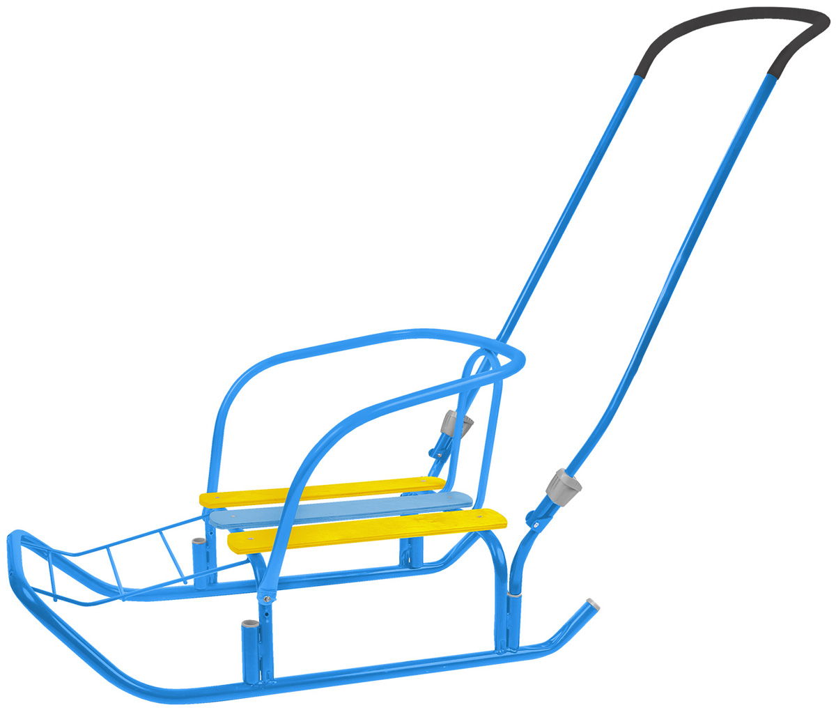Изображение товара Детские санки Ника Ветерок 7+ голубые, металлический каркас, съёмная спинка