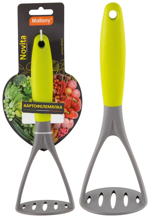 Изображение товара Картофелемялка (толкушка) Mallony Novita из нейлона с цветной ручкой из TPR (005423)