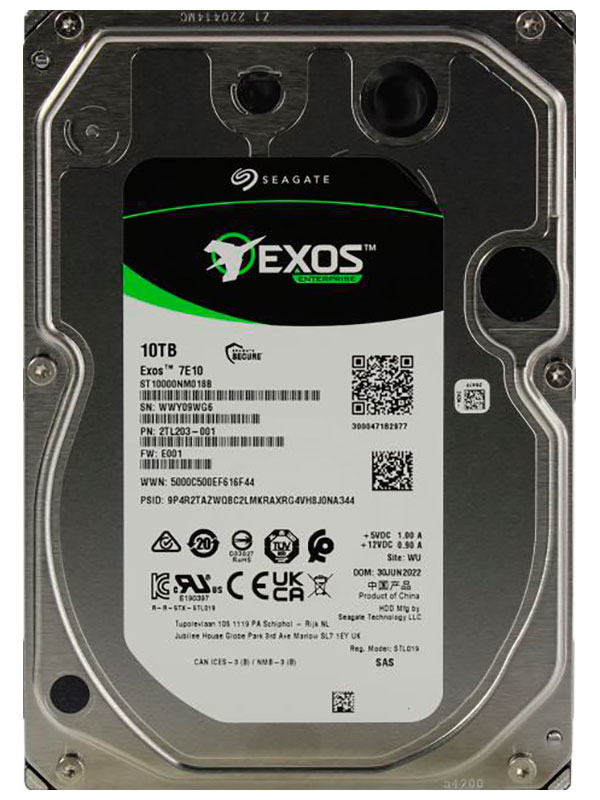 Изображение товара Жесткий диск Seagate Exos 7E10, 3.5", 10Tb, SAS, 7200rpm, 256MB (ST10000NM018B)