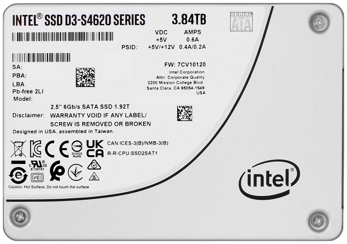 Изображение товара Серверный накопитель Intel 2.5 D3-S4620 480 Гб SATA III TLC (SSDSC2KG480GZ01)