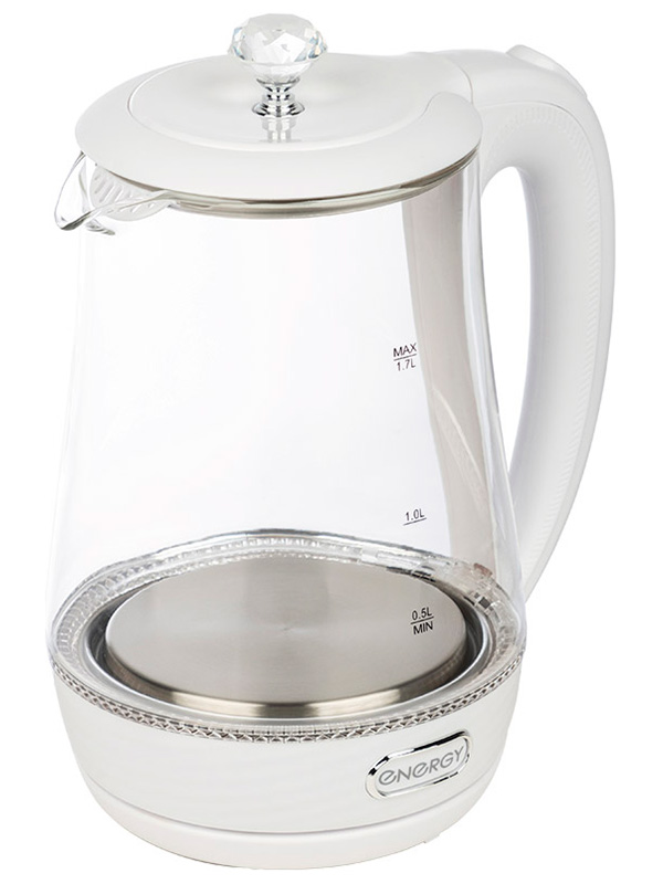Изображение товара Электрический чайник Energy E-207 1.7л стекло белый быстрое кипячение безопасный дизайн
