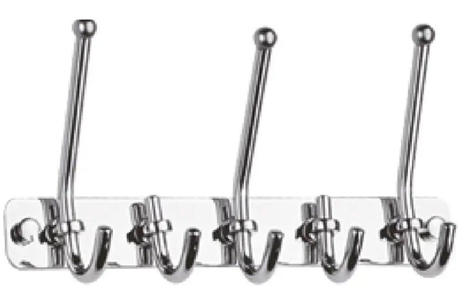 Изображение товара Планка с крючками для полотенец D-Lin хром 5 крючков современный дизайн