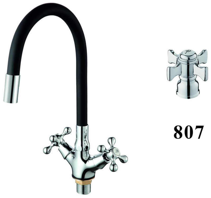 

Смеситель для кухни с гибким изливом D-Lin хром (D153807-1), Xром/черный