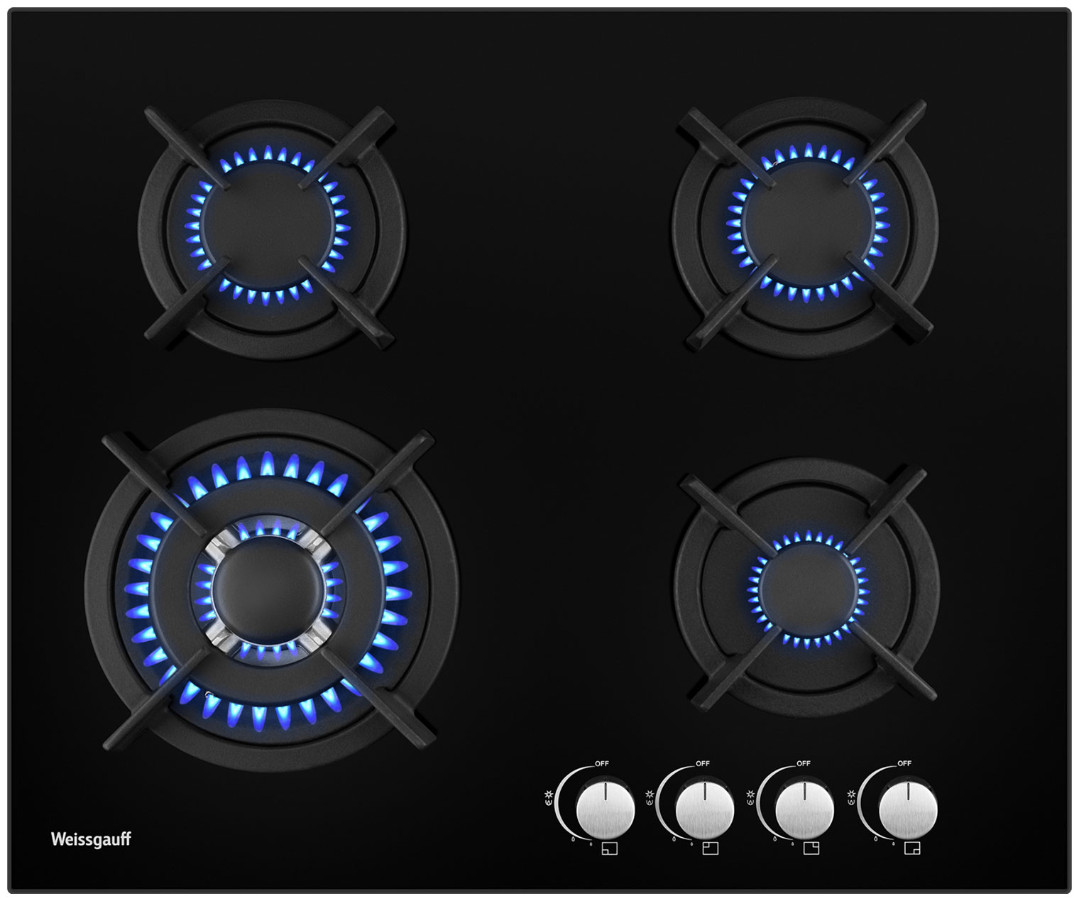 Изображение товара Газовая варочная панель Weissgauff HG 640 BGh 4 конфорки автоматический электроподжиг