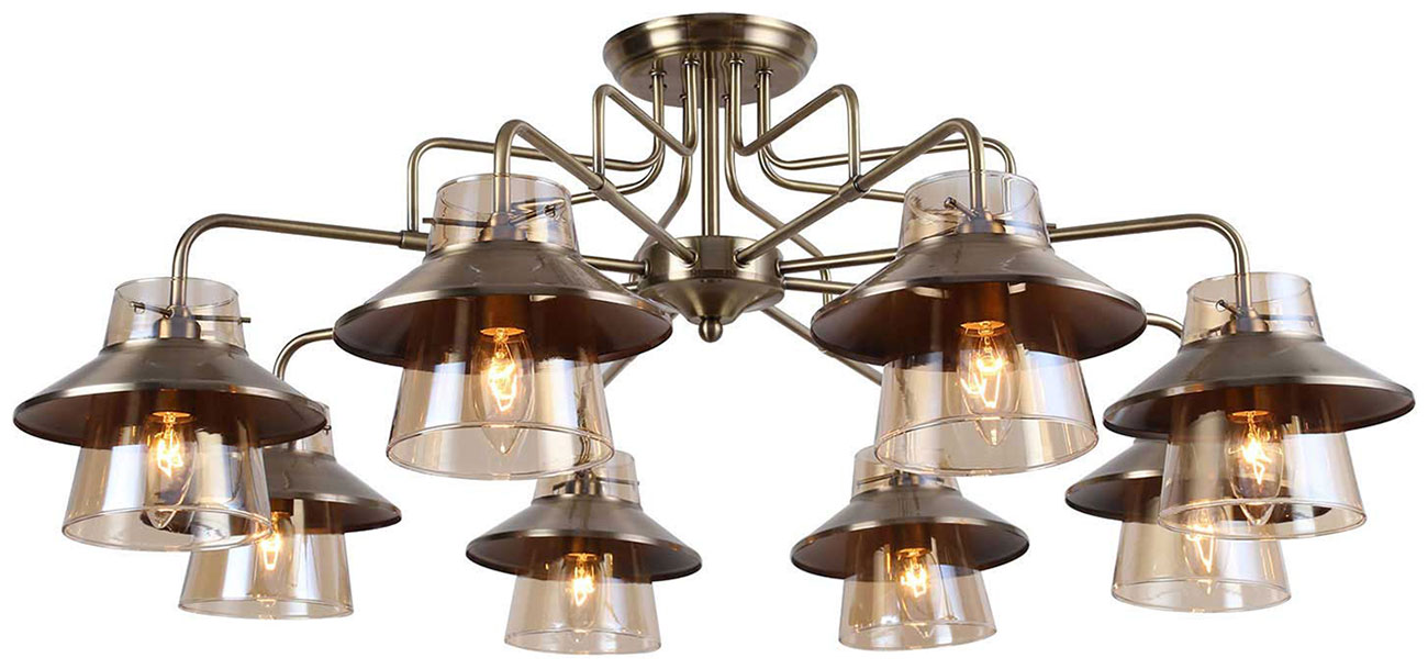 Изображение товара Люстра потолочная Lussole Lgo Cochise 8 ламп бронза янтарная IP20