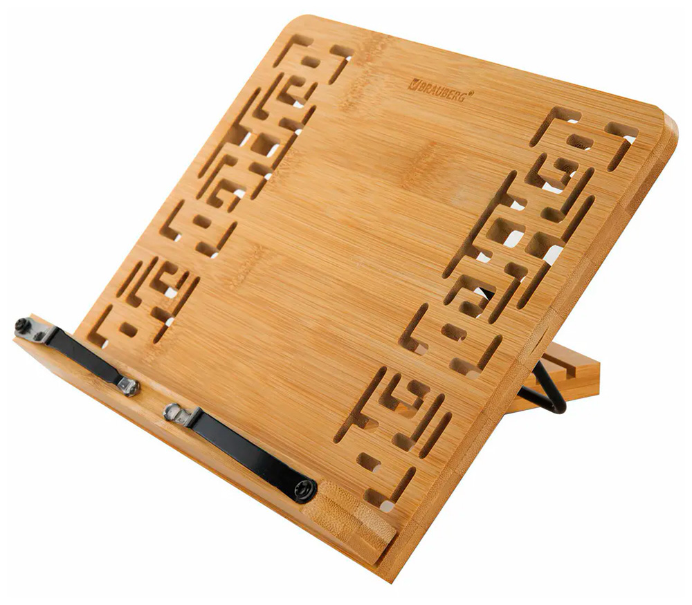 Изображение товара Подставка для книг и планшетов Brauberg 28х20 см, регулируемый наклон, бамбуковая резная (237897)