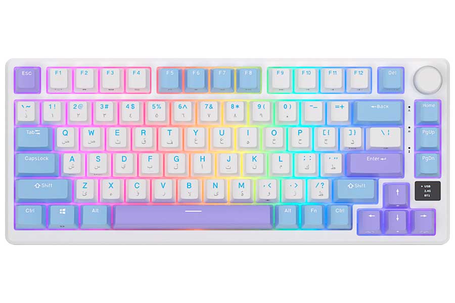 Изображение товара Механическая клавиатура Royal Kludge RK-M75 Taro Milk RGB Bluetooth радиоканал USB