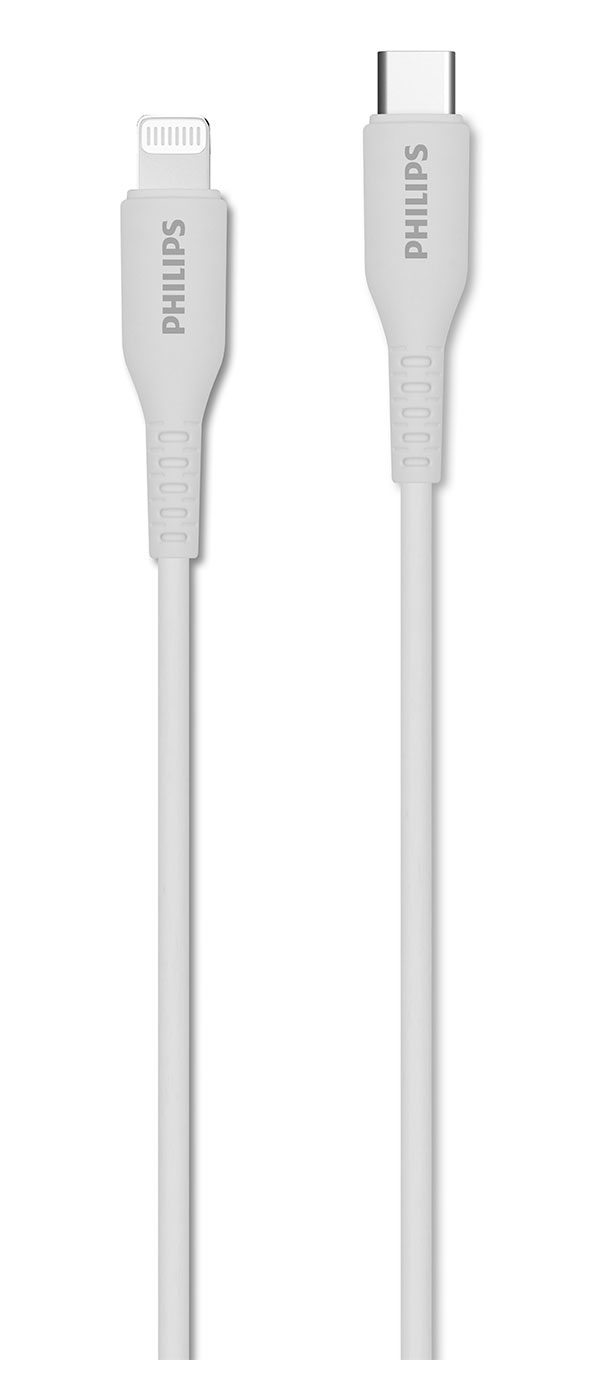 Изображение товара Кабель Philips MFI, USB C - Lightning, 18W 1.2 м, силиконовый, белый (DLC8631W/74)