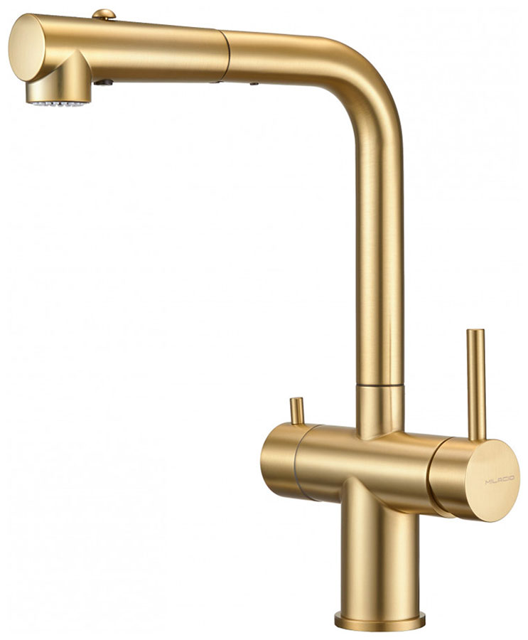 Изображение товара Смеситель для кухни с фильтром Milacio Ultra 561 брашированное золото высота 292 мм