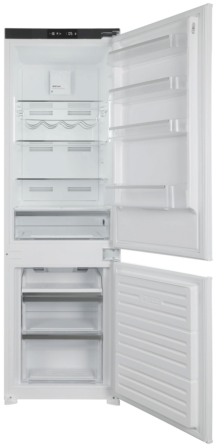 Изображение товара Встраиваемый двухкамерный холодильник Hyundai HBR 1786 белый электромеханика