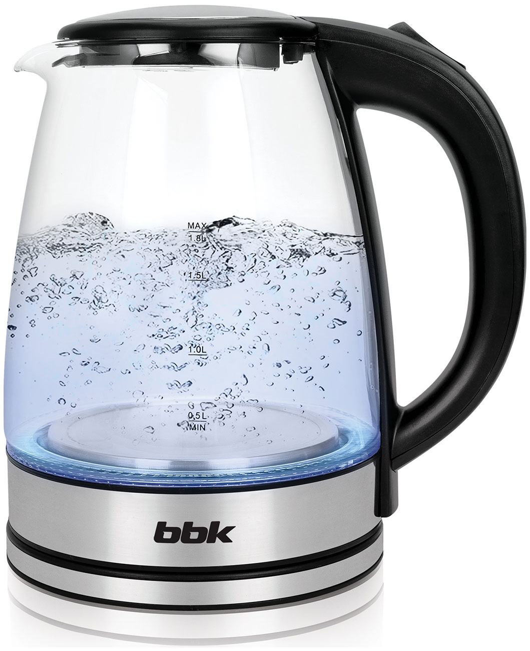 Изображение товара Электрический чайник BBK EK1813G черный с LED-подсветкой и стеклянным корпусом