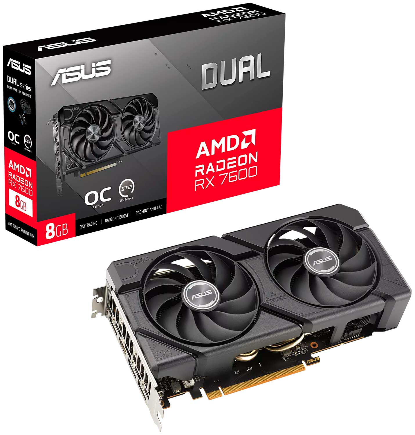 Изображение товара Видеокарта Asus Radeon RX 7600 DUAL EVO OC Edition (DUAL-RX7600-O8G-EVO)