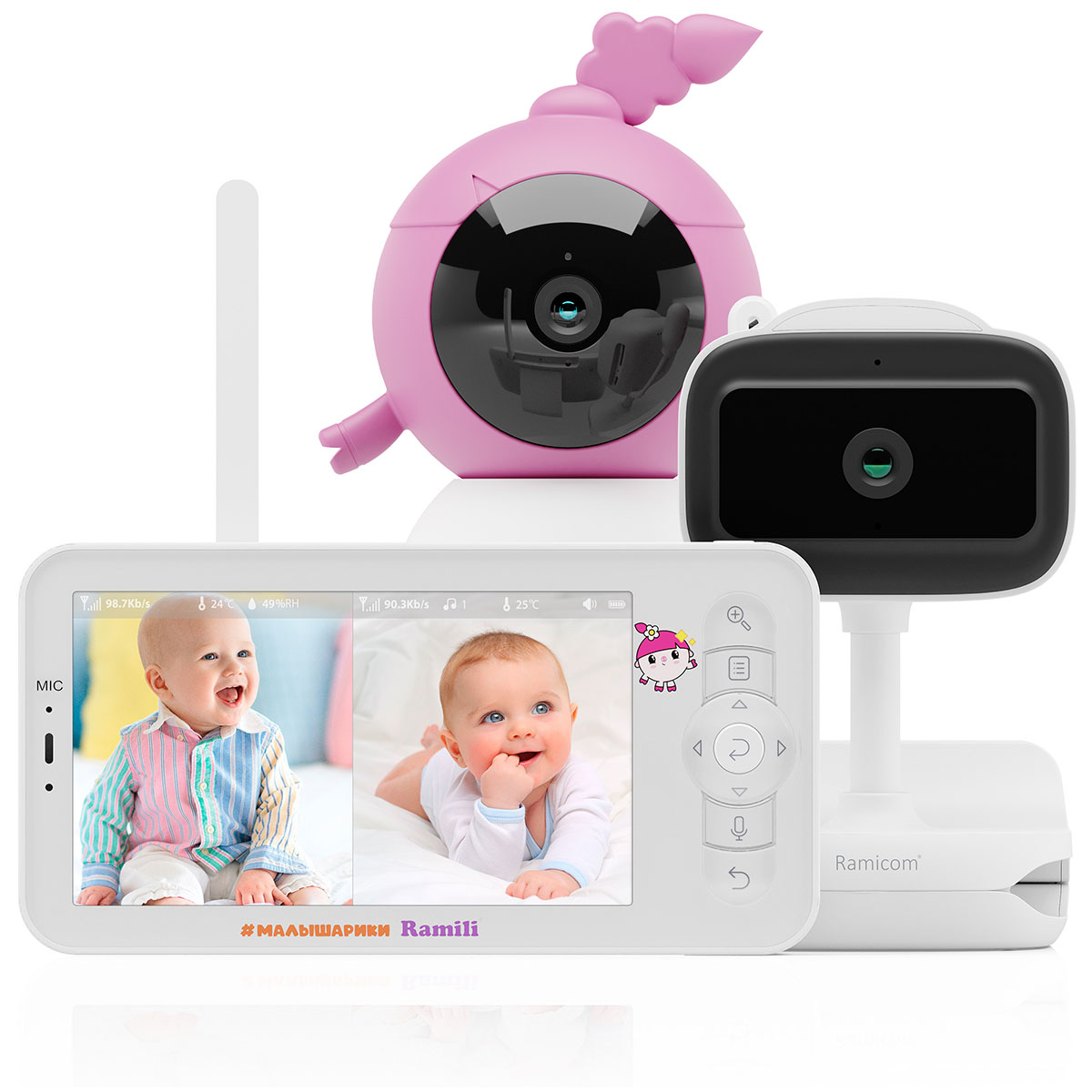 Изображение товара Видеоняня Ramili Baby RV100NUSHAVRC400C Нюша Малышарики 2 камеры Wi-Fi 2K HD