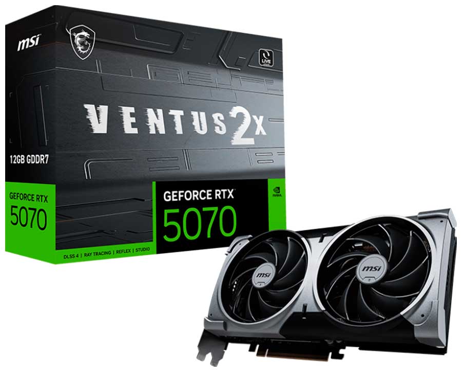 

Видеокарта MSI GeForce RTX 5070 12G VENTUS 2X, Черный/серый
