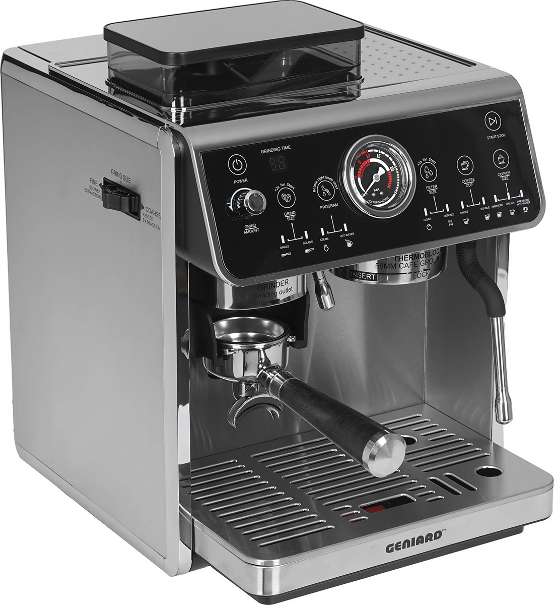 Изображение товара Кофемашина рожковая Geniard GA-EM650 с встроенной кофемолкой сенсорным управлением