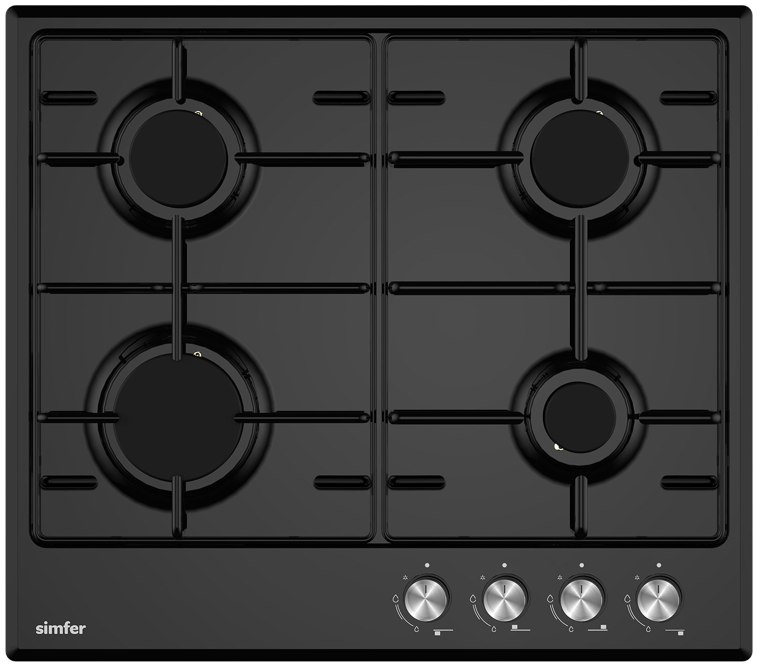 Изображение товара Газовая варочная панель Simfer H60V40B025 с 4 конфорками черная