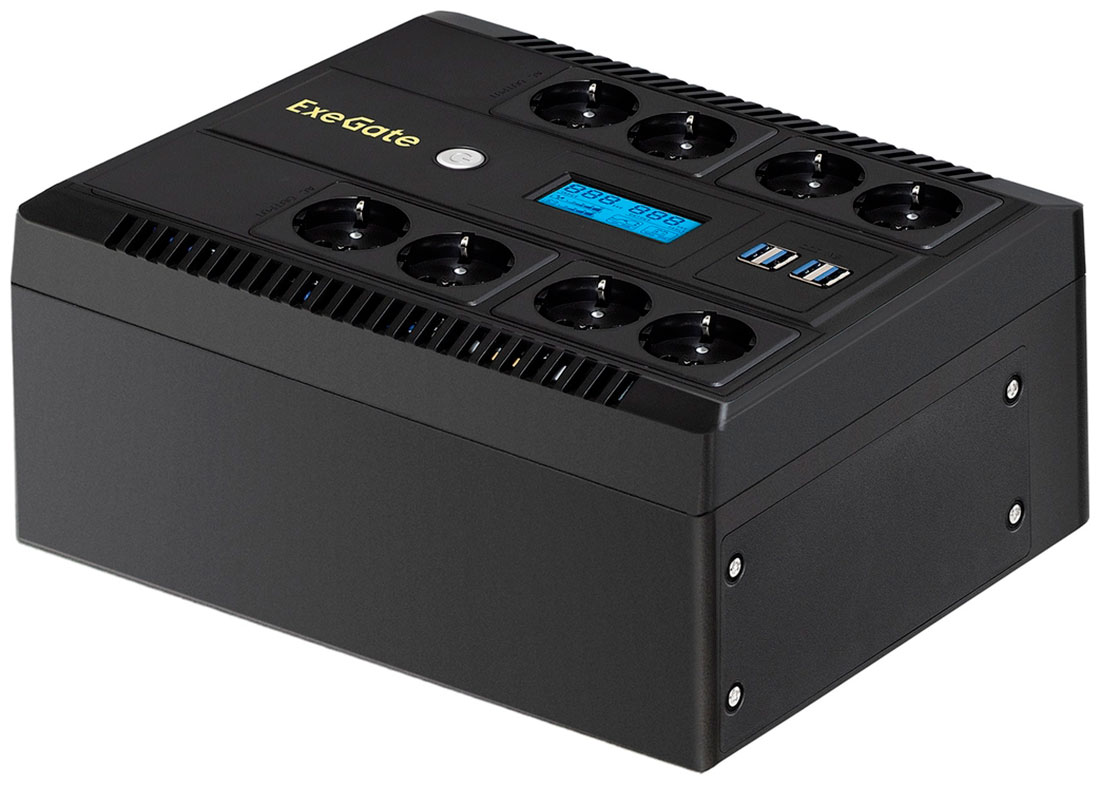 

Источник бесперебойного питания ExeGate NEO Smart LHB-800.LCD.AVR.8SH.CH.USB, Черный