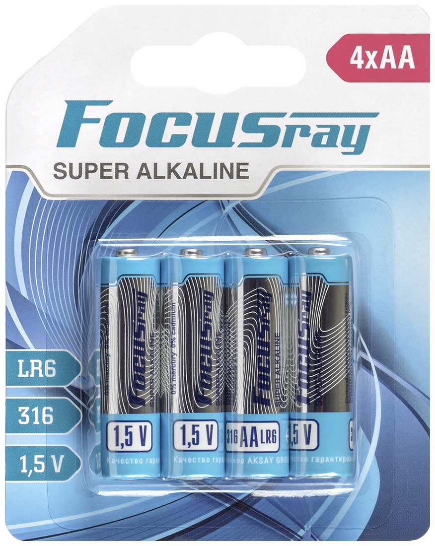 Батарейки FOCUSray SUPER ALKALINE LR06/BL4 4/24/288 батарейки focusray ultra alkaline lr06 bl4 4 48 288