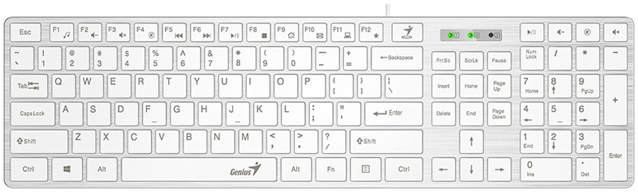 Изображение товара Клавиатура проводная мультимедийная Genius SlimStar 126, белый