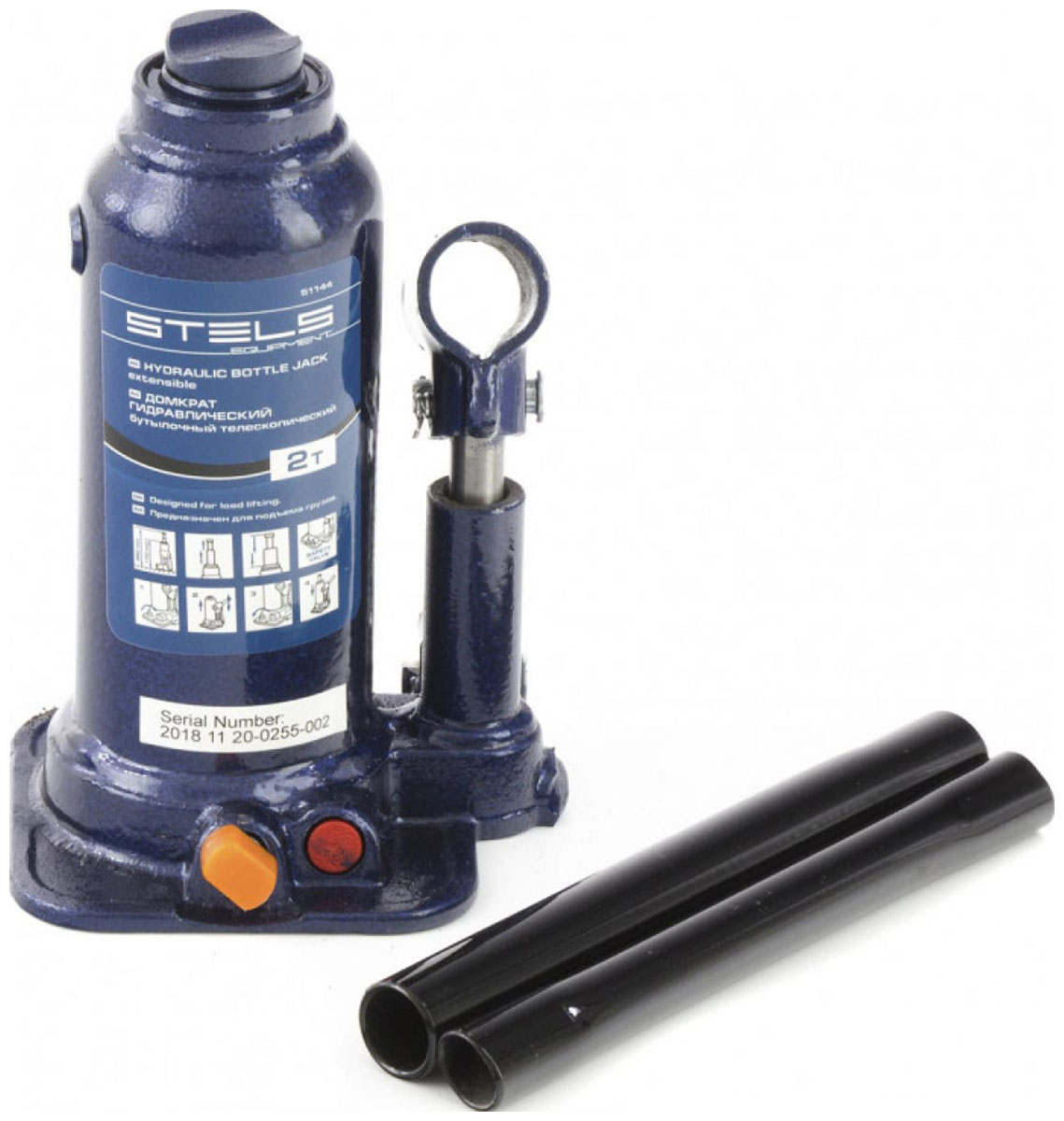 Изображение товара Гидравлический бутылочный домкрат STELS 51144 2 тонны телескопический с рукоятью