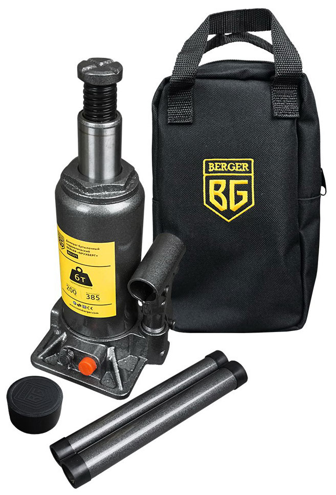 Изображение товара Домкрат гидравлический бутылочный Berger БРУХБЕРГ BG1271 6 тонн 200-385 мм