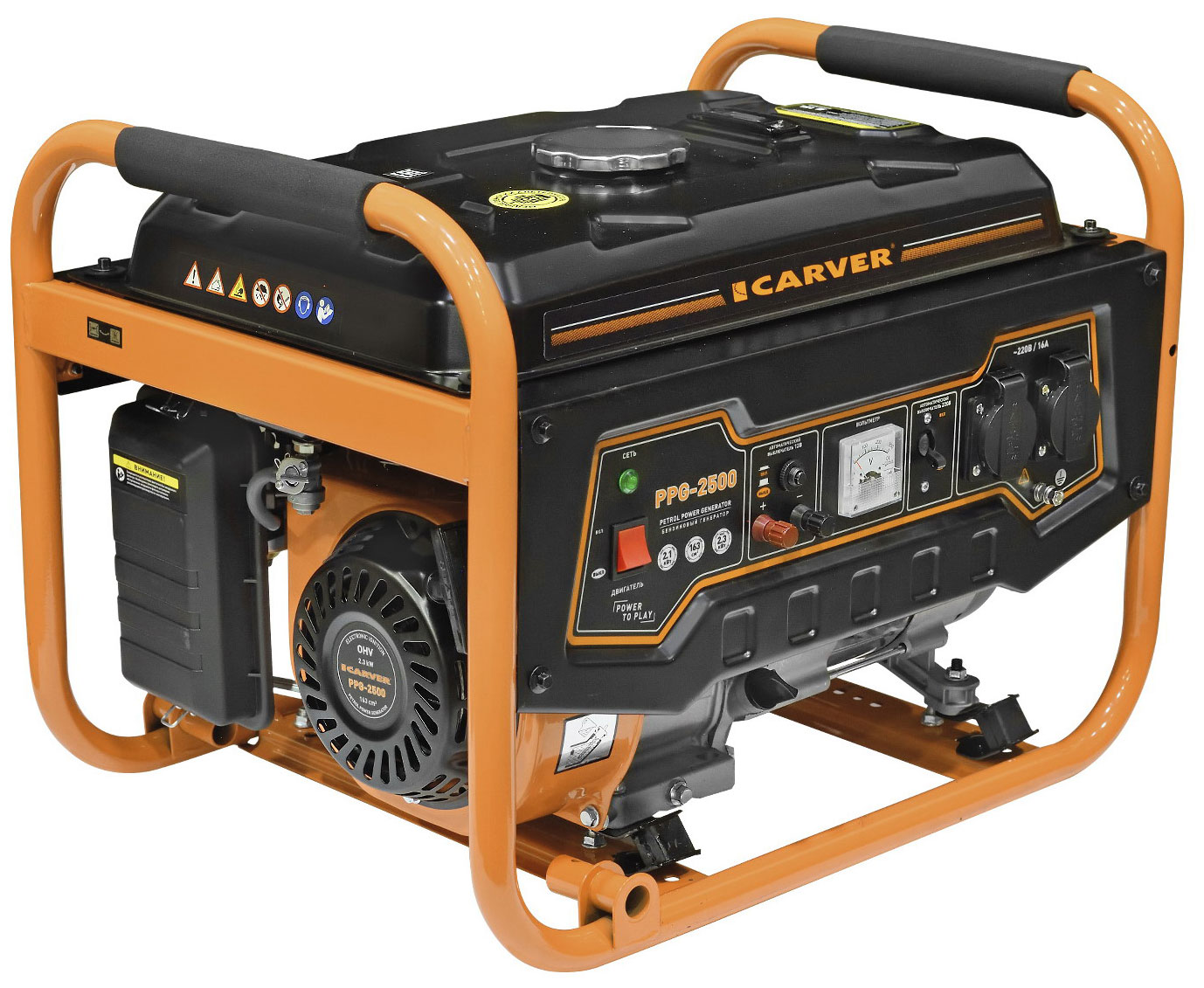 Изображение товара Бензиновый генератор Carver PPG-2500 2.3 кВт для резервного питания