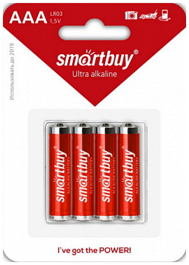 Батарейки Smartbuy R03 BL4 4шт батарейка алкалиновая duracell lr03 mn2400 aaa 1 5v упаковка 2 шт lr03 mn2400 bl 2 6003 duracell арт lr03 mn2400 bl 2