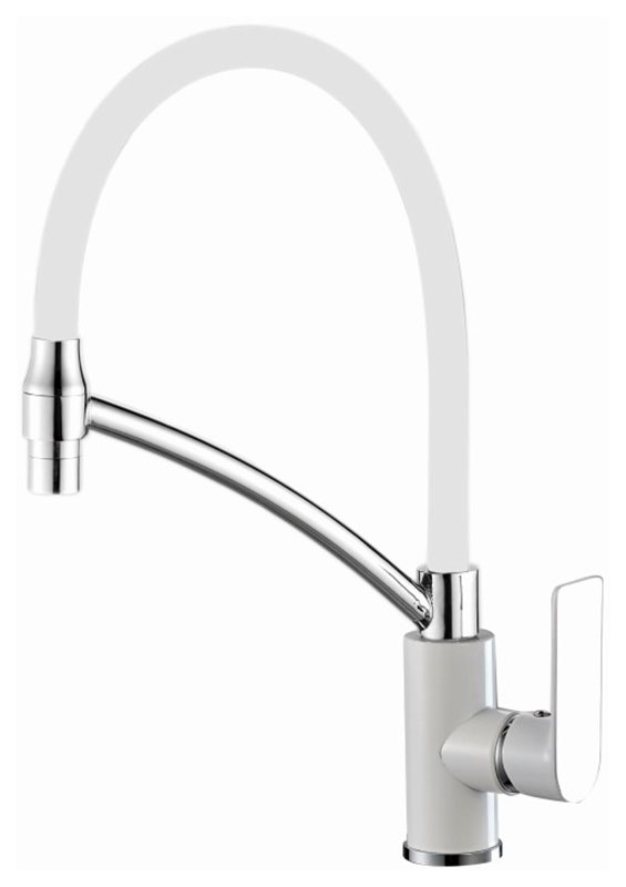 Изображение товара Кухонный смеситель Haiba HB505-8 белый с поворотным изливом и керамическим картриджем