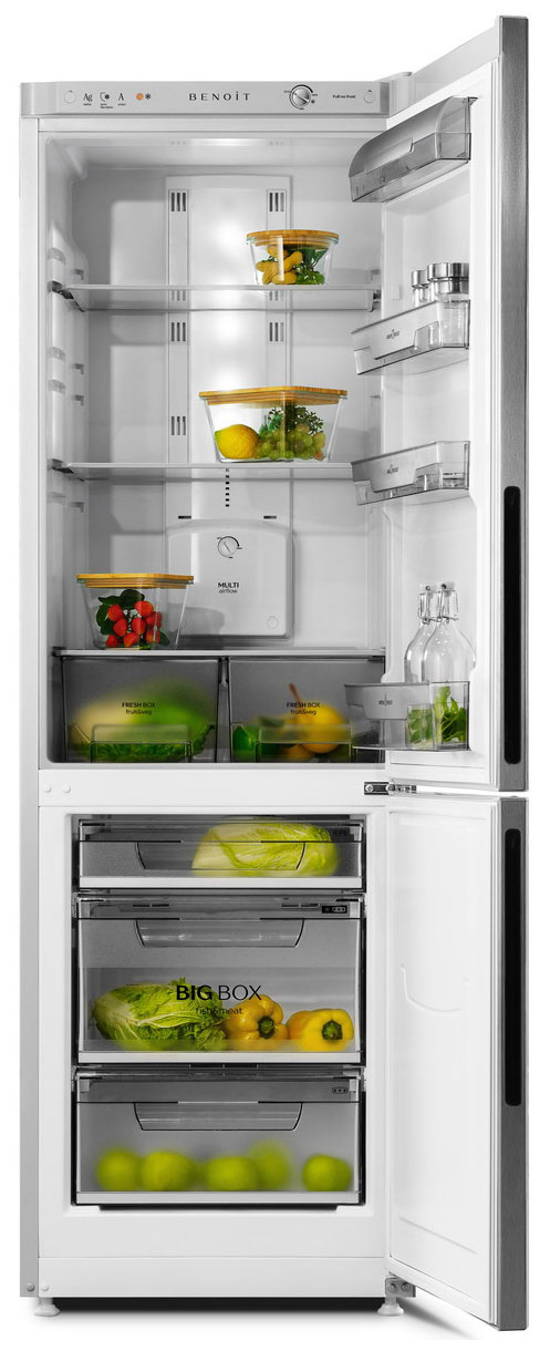 Двухкамерный холодильник Benoit 314 серебристый металлопласт морозильная камера benoit 228 серебристый металлопласт