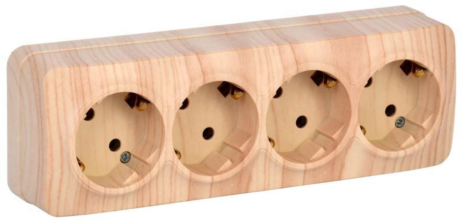 Изображение товара Розетка IEK РС24-3-ХС 16А с заземлением накладная 4 гнезда IP20