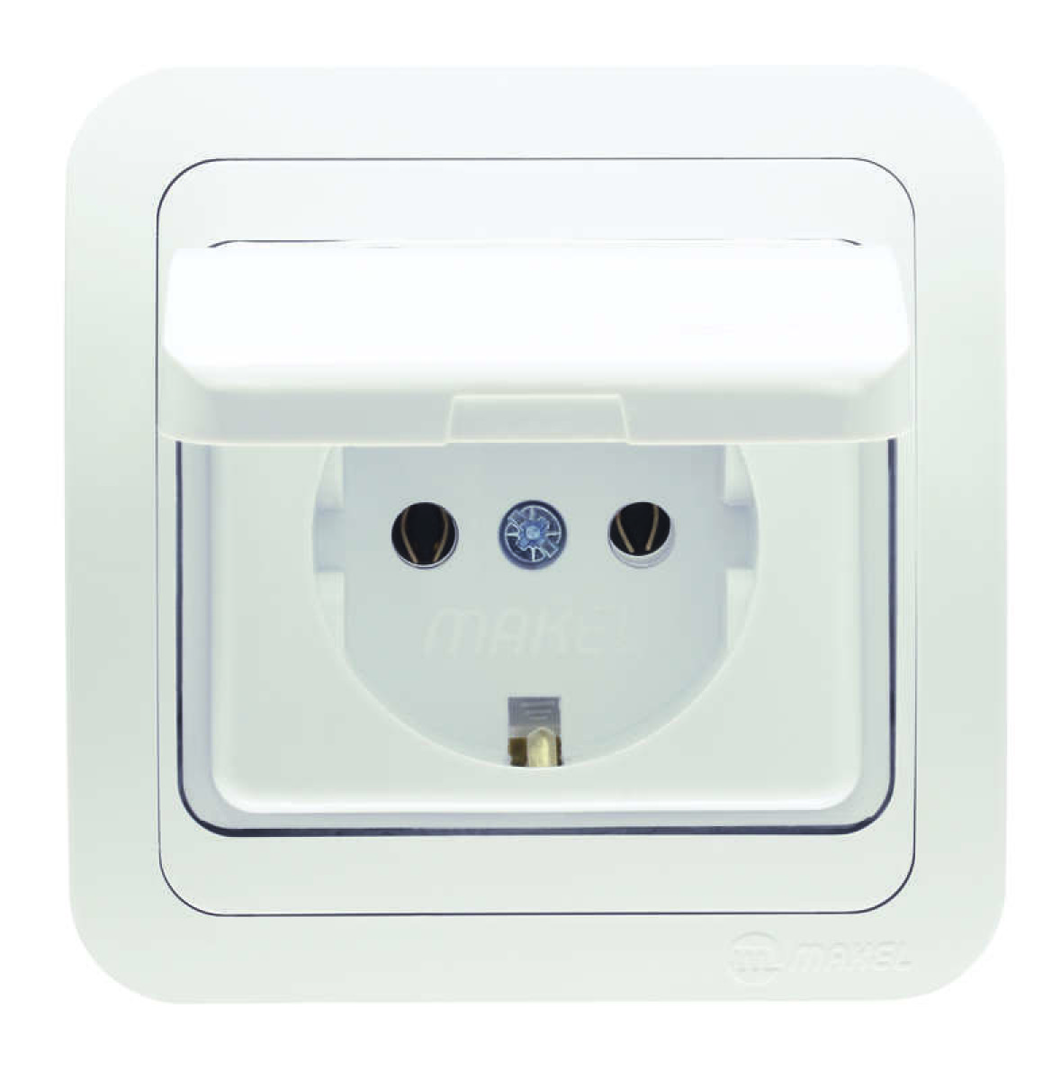 Изображение товара Розетка Makel Мимоza 1-м СП с крышкой белый 16А IP20