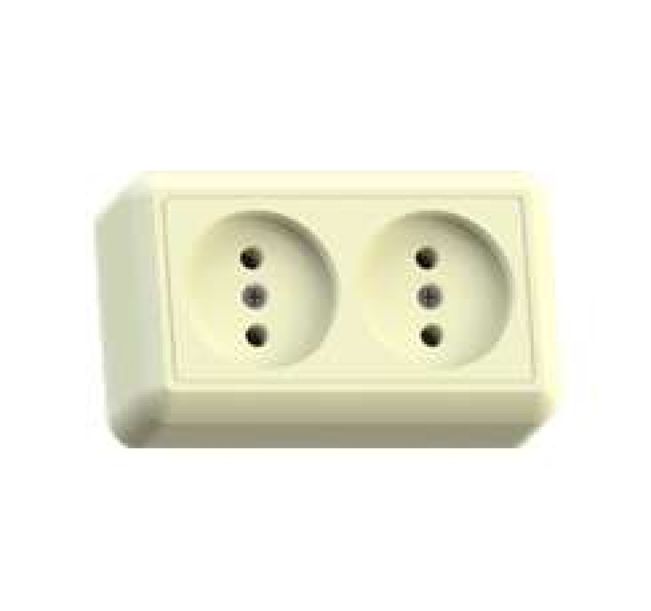 Изображение товара Розетки Кунцево-Электро Розетка 2-м ОП Оптима РА10-373 10А IP20 без заземл. с монтаж. пластиной сл. кость Кунцево