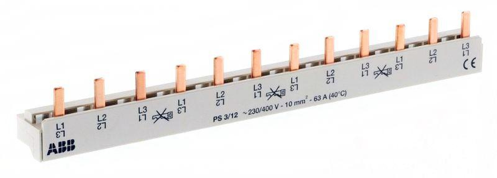 Изображение товара Высоковольтная разводка шинная 3ф ABB PS3/12(PIN) 63A Германия