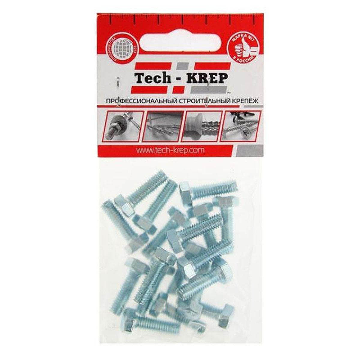 Изображение товара Болт с шестигранной головкой М6х20 DIN 933 класс 8.8 оцинкованный Tech-KREP