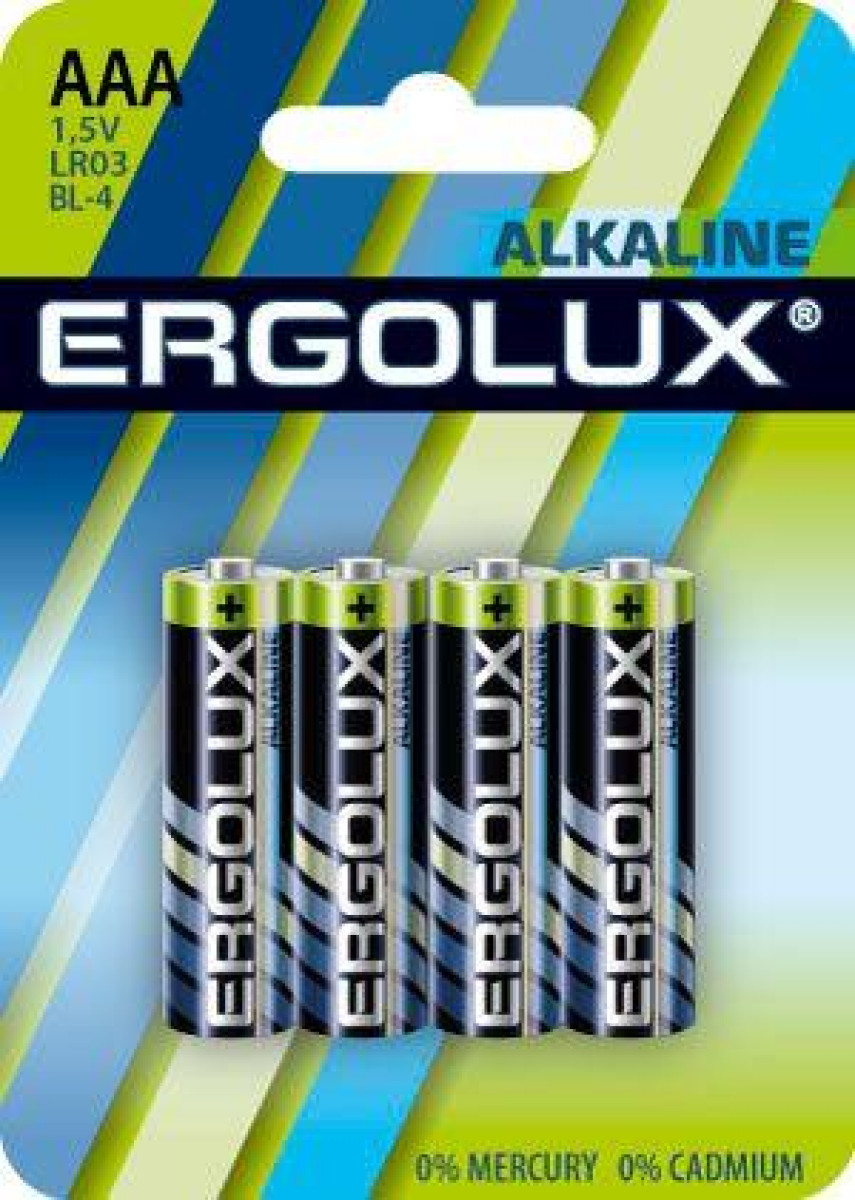 Изображение товара Батарейка Ergolux Элемент питания алкалиновый AAA/LR03 1.5В Alkaline BL-4 (блист.4шт)