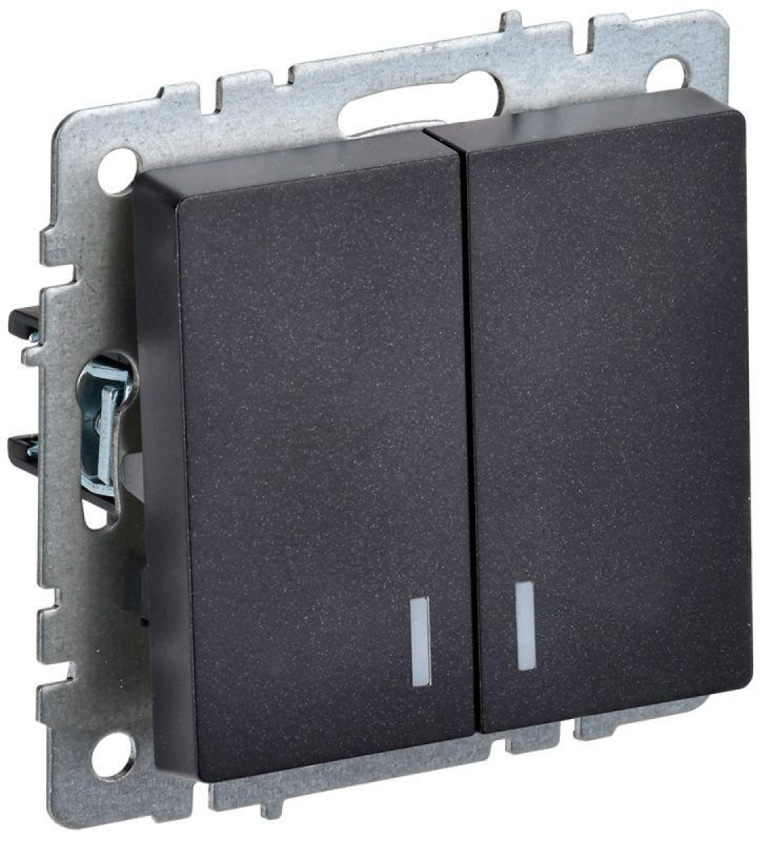 Изображение товара Выключатели, переключатели, диммеры IEK Выключатель 2-кл. СП BRITE ВС10-2-1-БрЧ 10А с инд. черн.