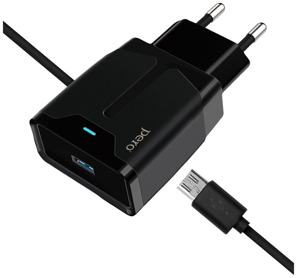 СЗУ Pero TC04, 1USB, 2.1A + MICRO-USB CABLE, черный комплект 2 штук зарядное устройство сетевое pero tc04 1usb 2 1a micro usb cable черный