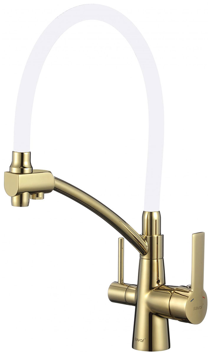 

Кухонный смеситель Savol золотой под фильтр Savol S-L1805B-02, Золотой/белый
