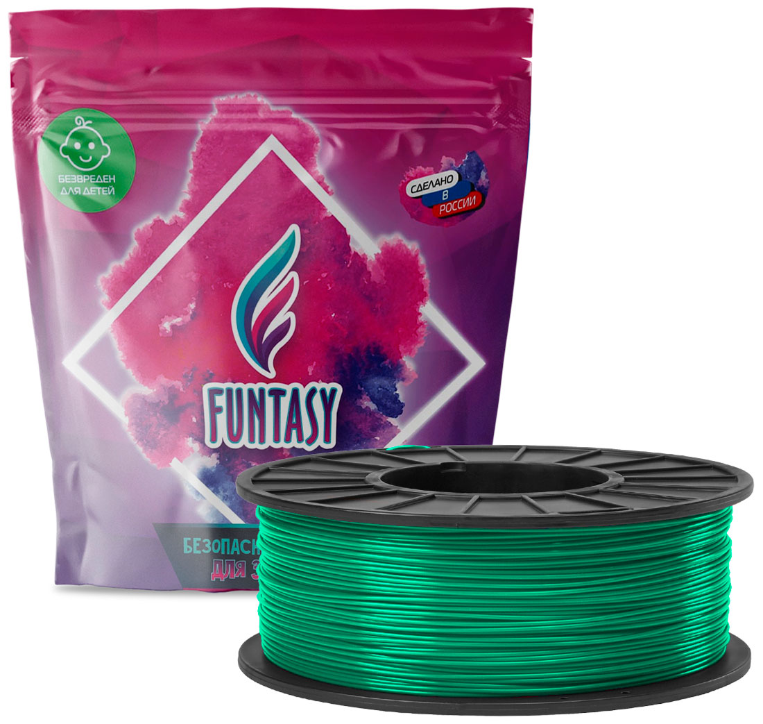 Пластик в катушке Funtasy PETG, 1.75 мм, 1 кг, изумрудный нить для 3d печати sunlu pla silk petg meta 1 75 мм fdm 5 кг 1 кг 0 02 фунта
