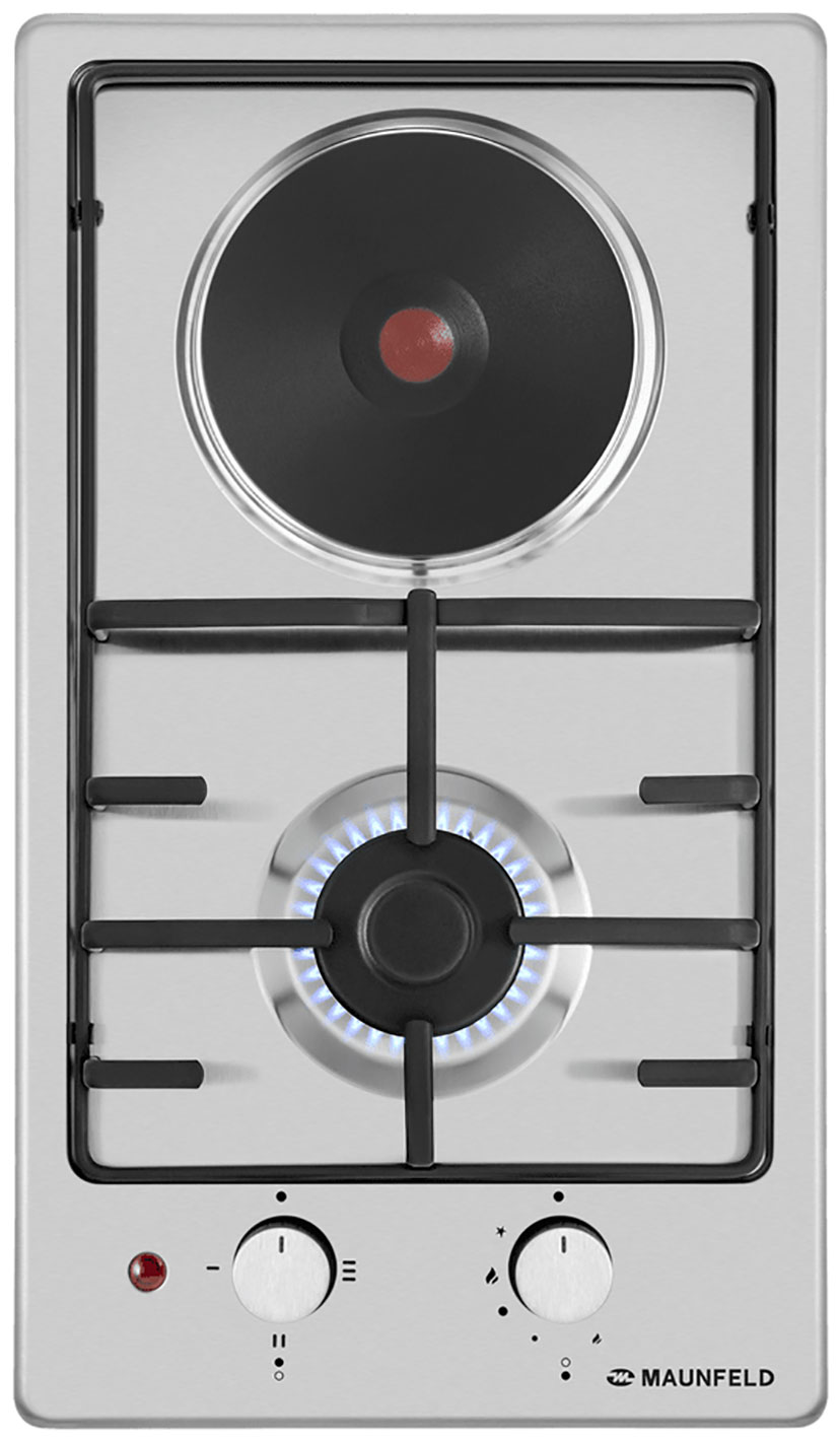 Изображение товара Комбинированная варочная панель Maunfeld EEHS.32.3ES.KG нержавеющая сталь газ и электрический нагре