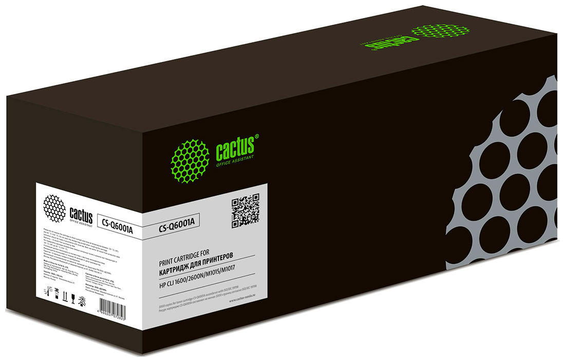 

Картридж лазерный Cactus CS-Q6001A, для HP ColorLaserJet CM1015/2600, голубой, ресурс 2000 страниц