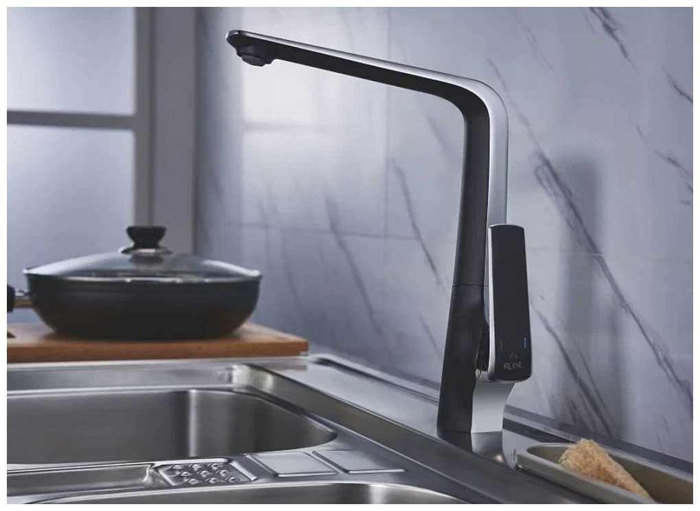Изображение товара Кухонный смеситель Rose R13H/черный (R1313H)